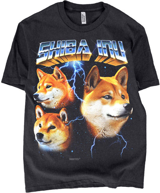 BABATEES Heavy Metal 80s Glam Shiba Inu Tshirt for Men & Women