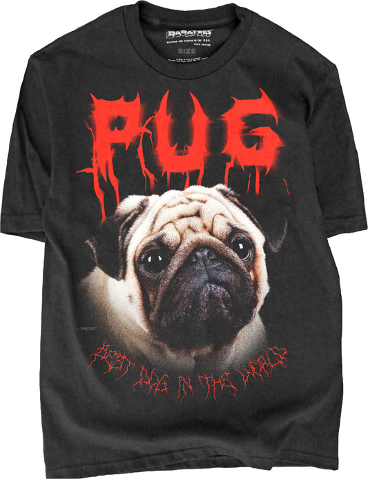 BABATEES Heavy Metal 80s Thrash Punk Pug Tshirt for Men & Women