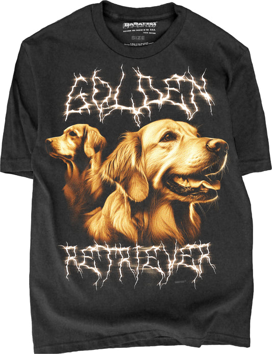 BABATEES Heavy Metal 80s Glam Golden Retriever Tshirt for Men & Women