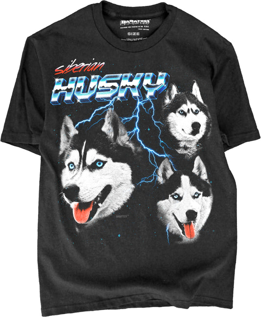 BABATEES Heavy Metal 80s Glam Siberian Husky Tshirt for Men & Women