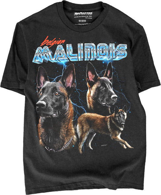 BABATEES Heavy Metal 80s Glam Belgian Malinois Shepherd Tshirt for Men & Women