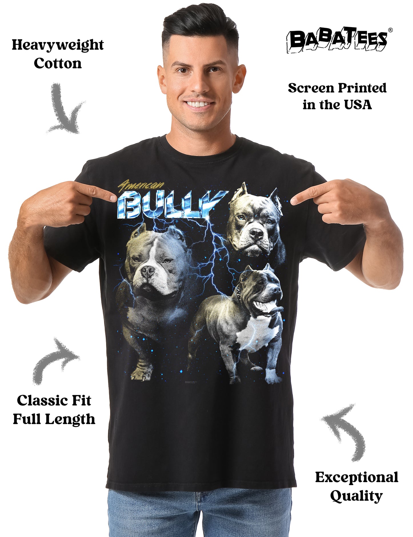 BABATEES Heavy Metal 80s American Bully Tshirt for Men & Women