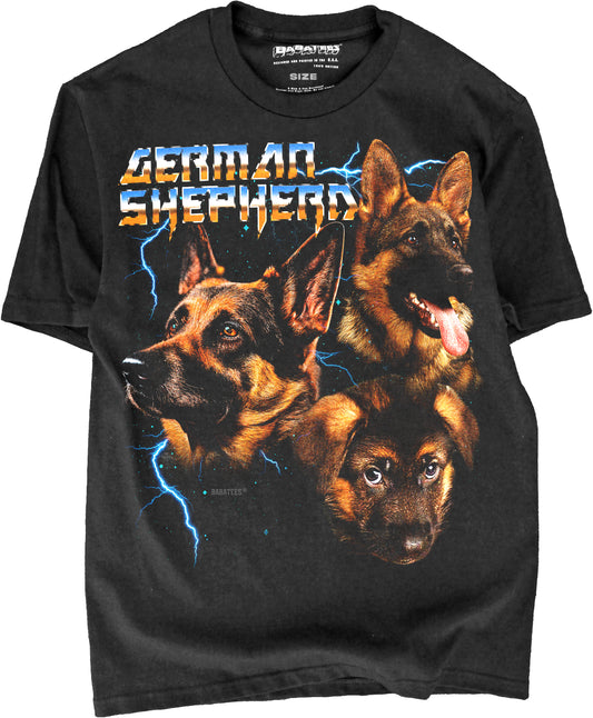 BABATEES Heavy Metal 80s Glam German Shepherd Tshirt for Men & Women