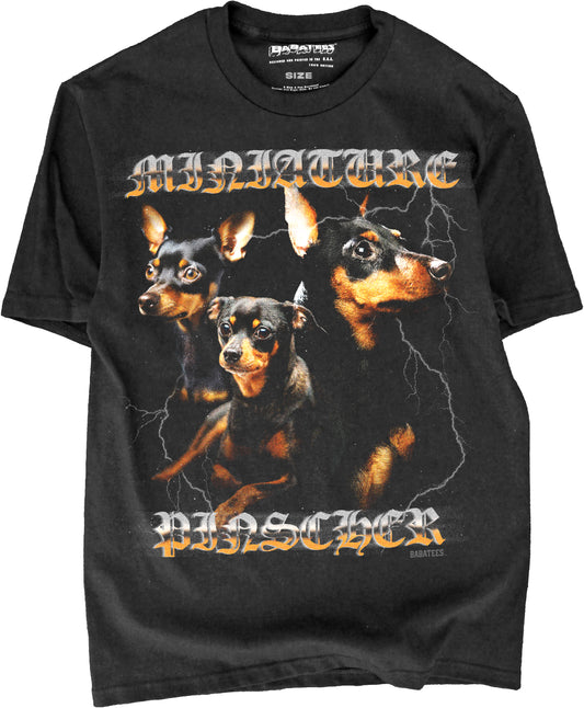 BABATEES Heavy Metal 80s Glam Miniature Pinscher Tshirt for Men & Women