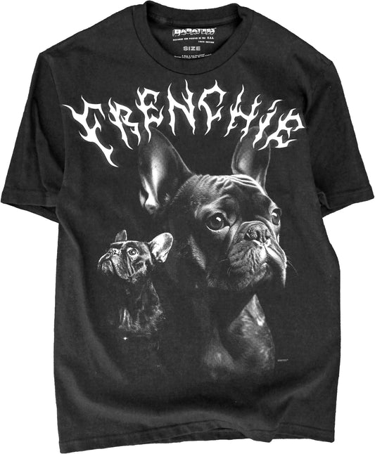 BABATEES Heavy Metal 80s Heavy Metal French Bulldog Tshirt for Men & Women