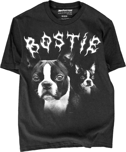 BABATEES Heavy Metal 80s Thrash Punk Boston Terrier Tshirt for Men & Women