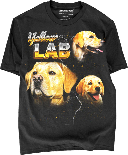 BABATEES Heavy Metal 80s Glam Yellow Labrador Retriever Tshirt for Men & Women