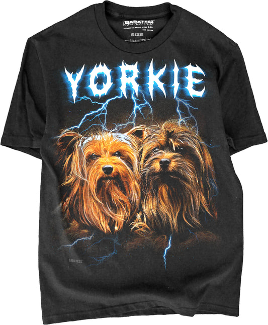 BABATEES Heavy Metal 80s Glam Yorkie Tshirt for Men & Women