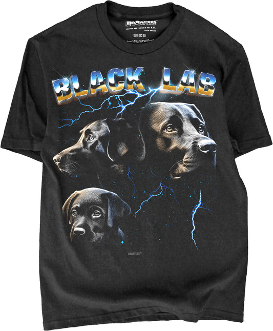 BABATEES Heavy Metal 80s glam Black Labrador Retriever Tshirt for Men & Women