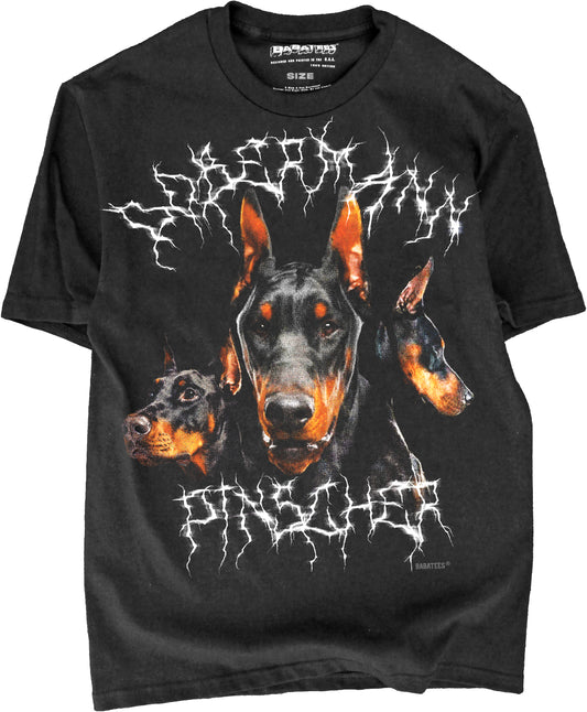 BABATEES Heavy Metal 80s Heavy Metal Doberman Pinscher Tshirt for Men & Women