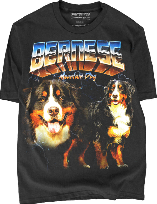 BABATEES Heavy Metal 80s glam Bernese Mountain dog Tshirt for Men & Women