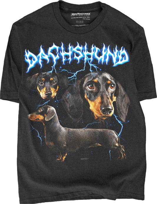 BABATEES Heavy Metal 80s Heavy Metal Dachshund Tshirt for Men & Women