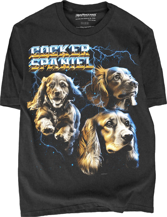 BABATEES Heavy Metal 80s Heavy Metal Cocker Spaniel Tshirt for Men & Women